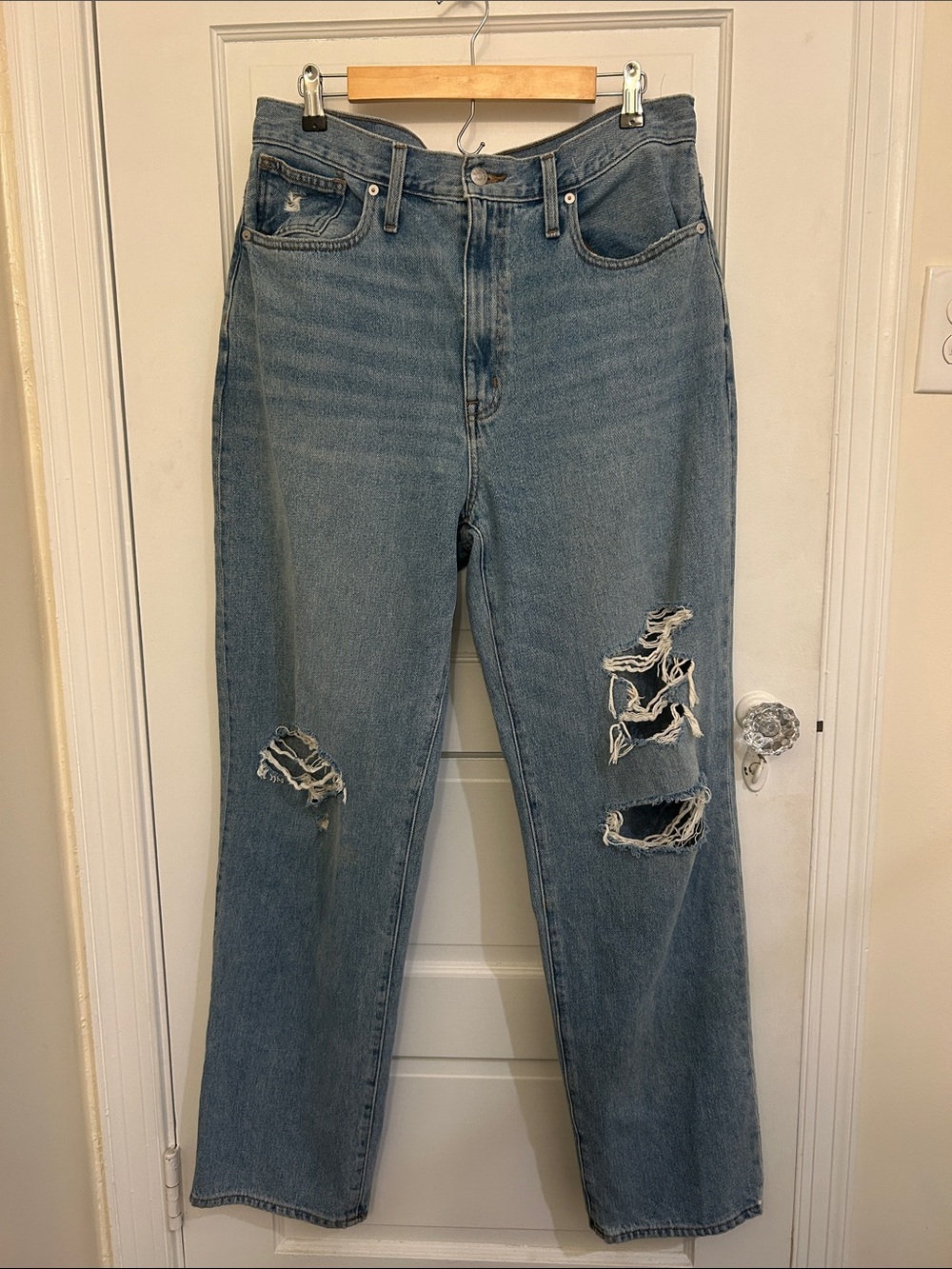 Madewell Baggy Straight Jeans Womens Size 30 High Rise Ripped